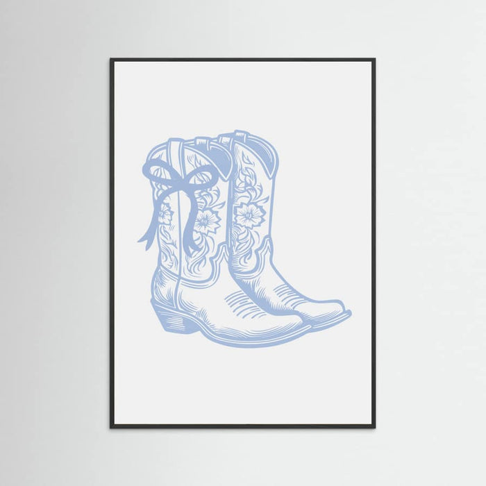 Light Blue Cowgirl Boots with Bow Poster – plakat og kunsttryk