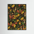 Black Wood Lush Orchard Pattern