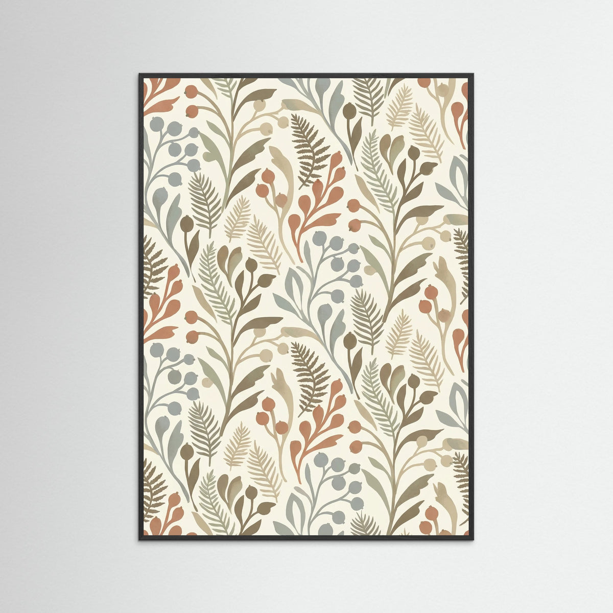 Black Wood Meadow Bloom Motif