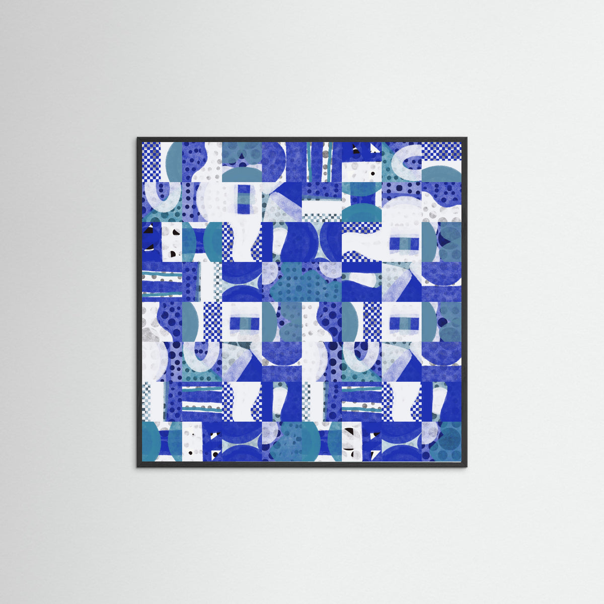Black Wood Mid Century Grid Pattern Five Poster