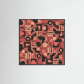 Black Wood Mid Century Grid Pattern Nine Poster
