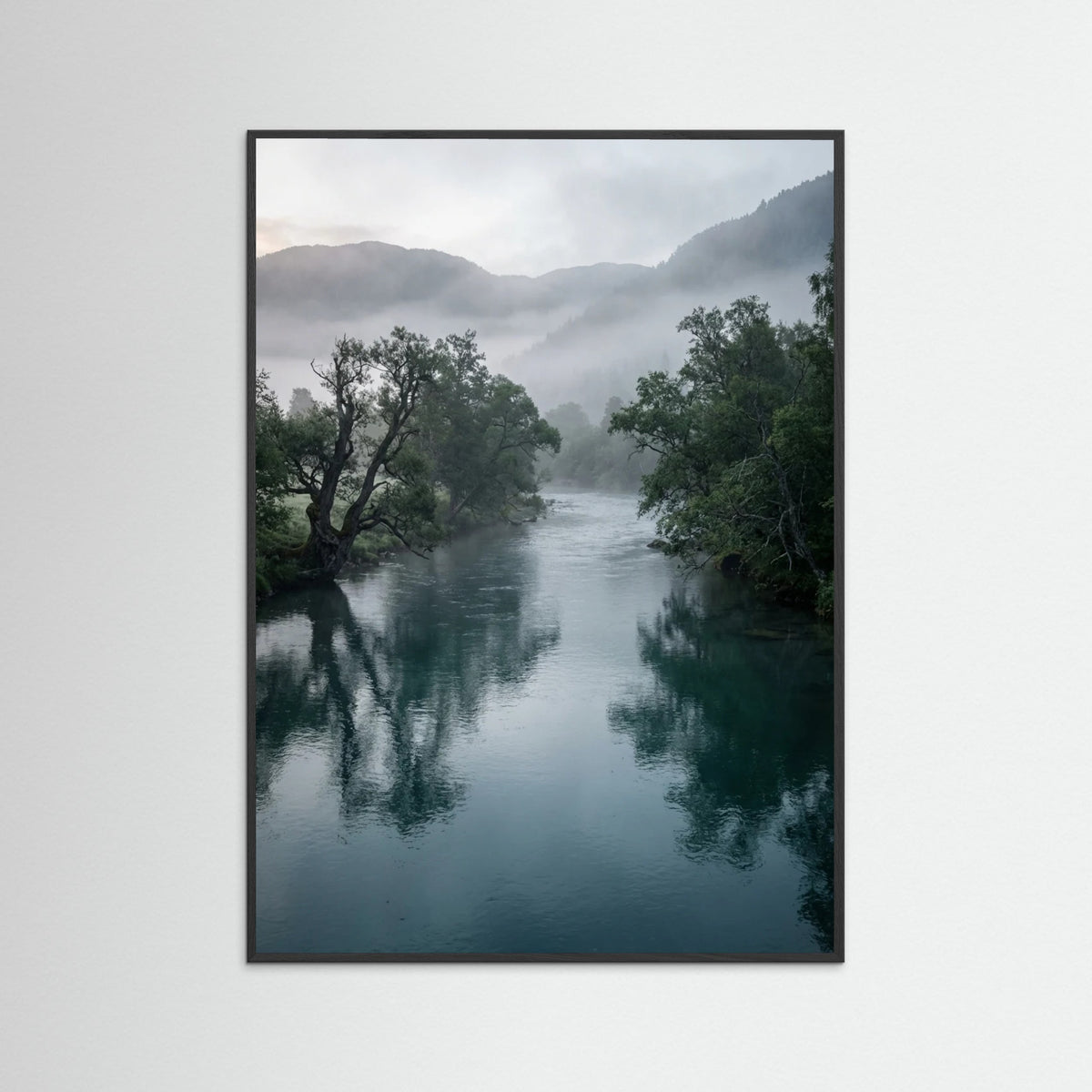 Black Wood Misty Reflection