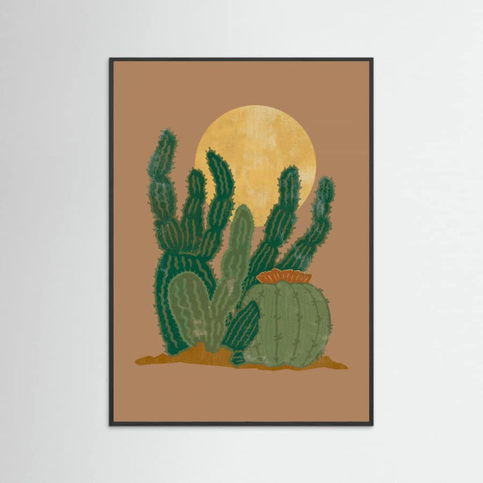 Black Wood Modern Americana Cactus Poster