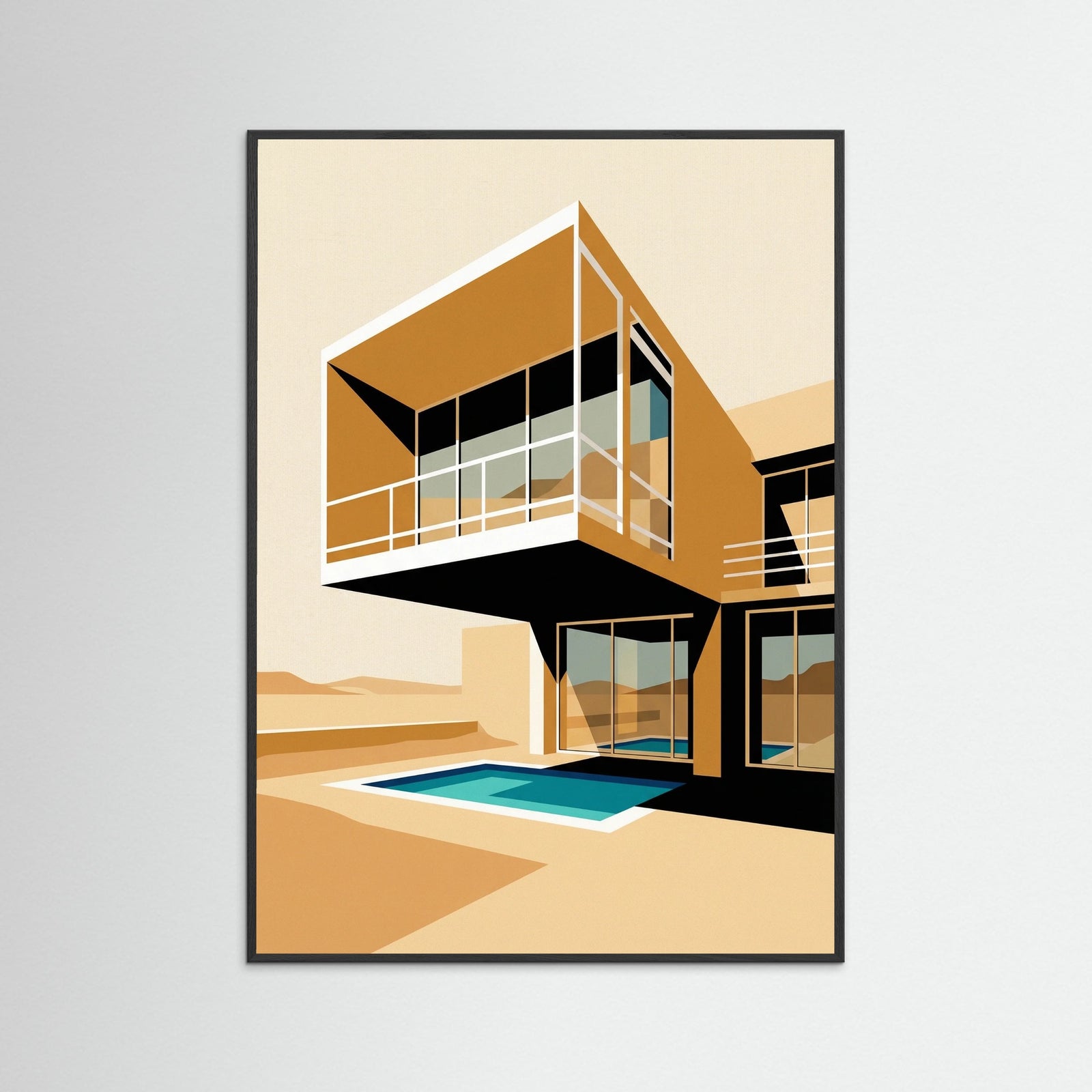 Black Wood Modernist Villa Study