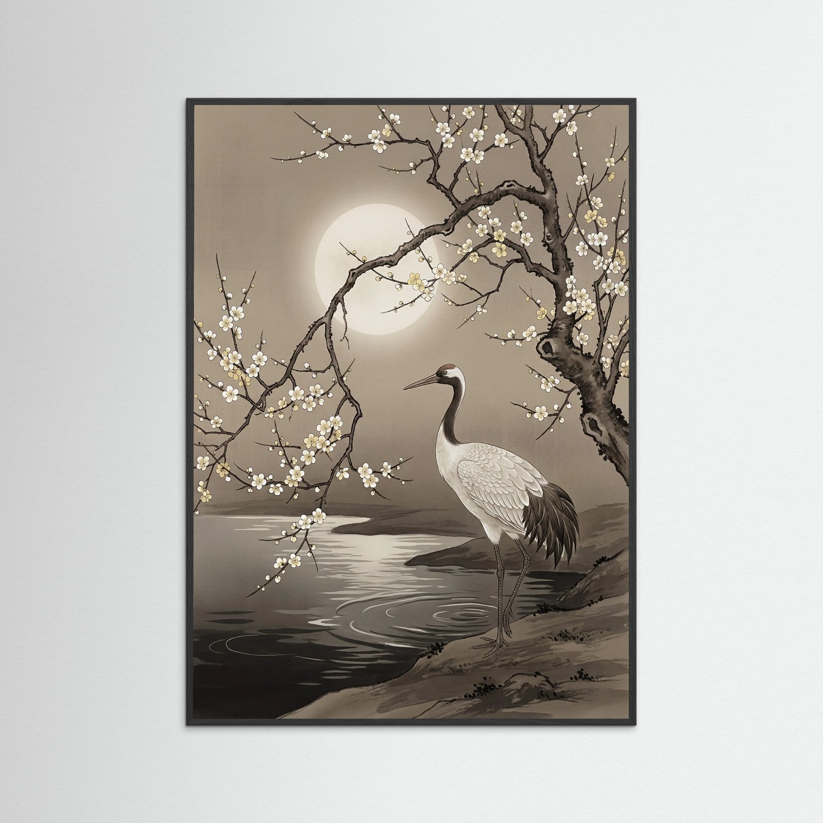 Black Wood Moonlit Blossoms