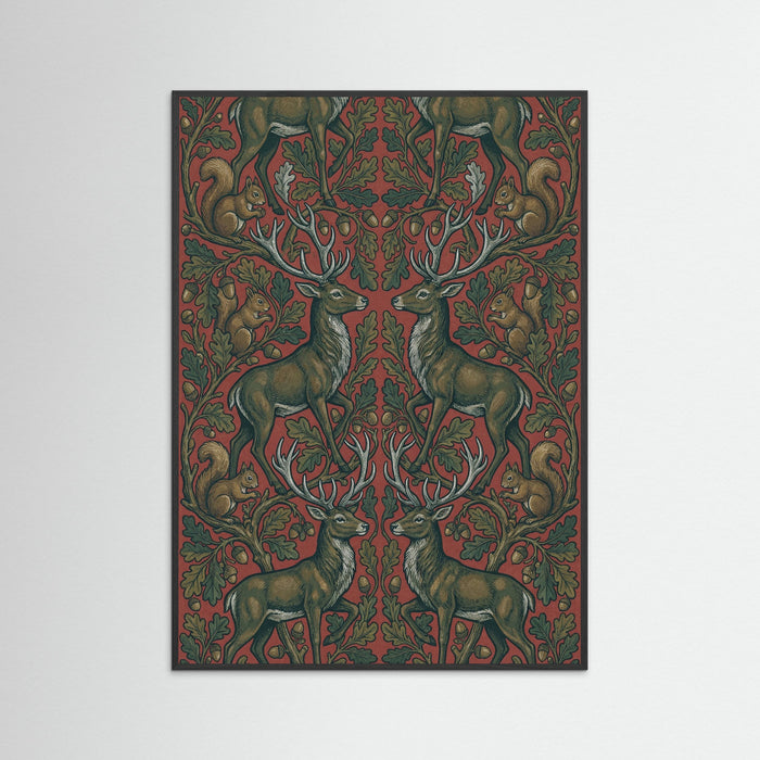 Black Wood Morrisian Avian Pattern