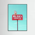 Black Wood Mr. Ed's Drive In Vintage Sign in Urbana, Missouri, USA Poster