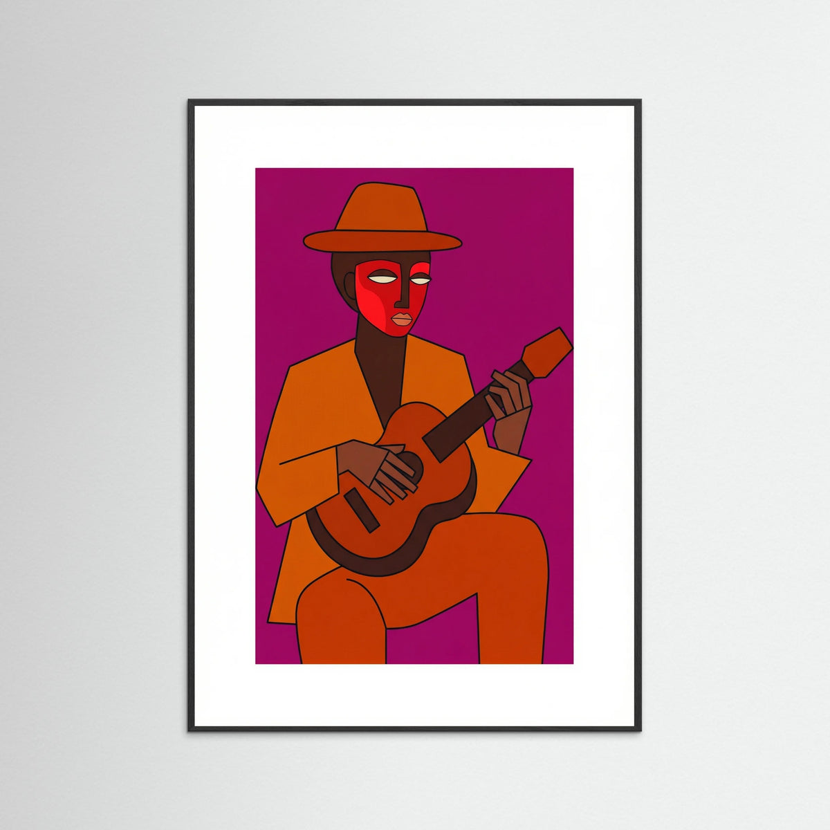 Black Wood Orange Hat Figure