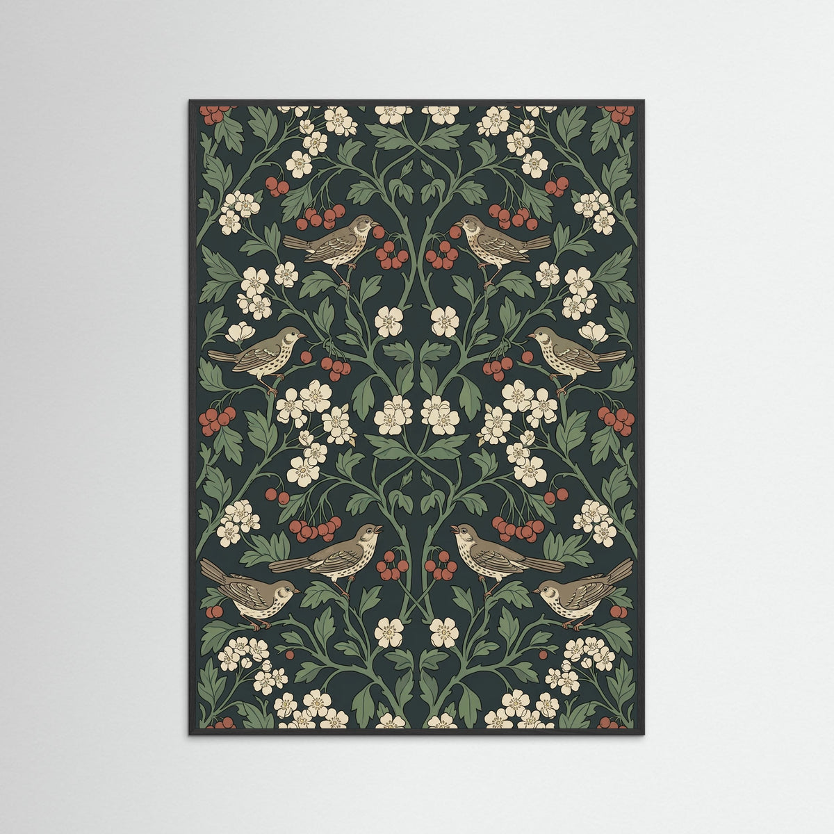 Black Wood Ornate Botanical Tapestry