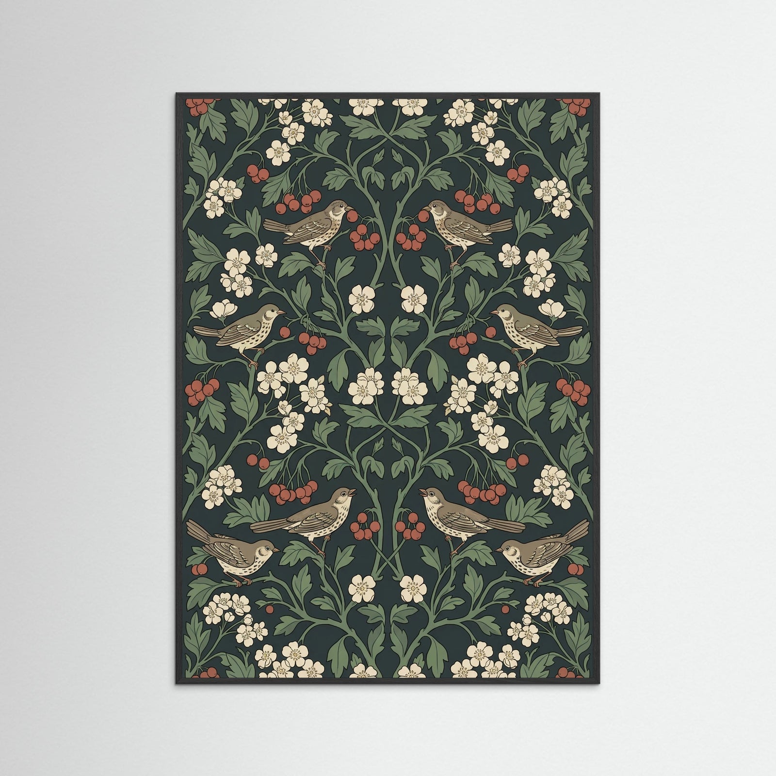 Black Wood Ornate Botanical Tapestry