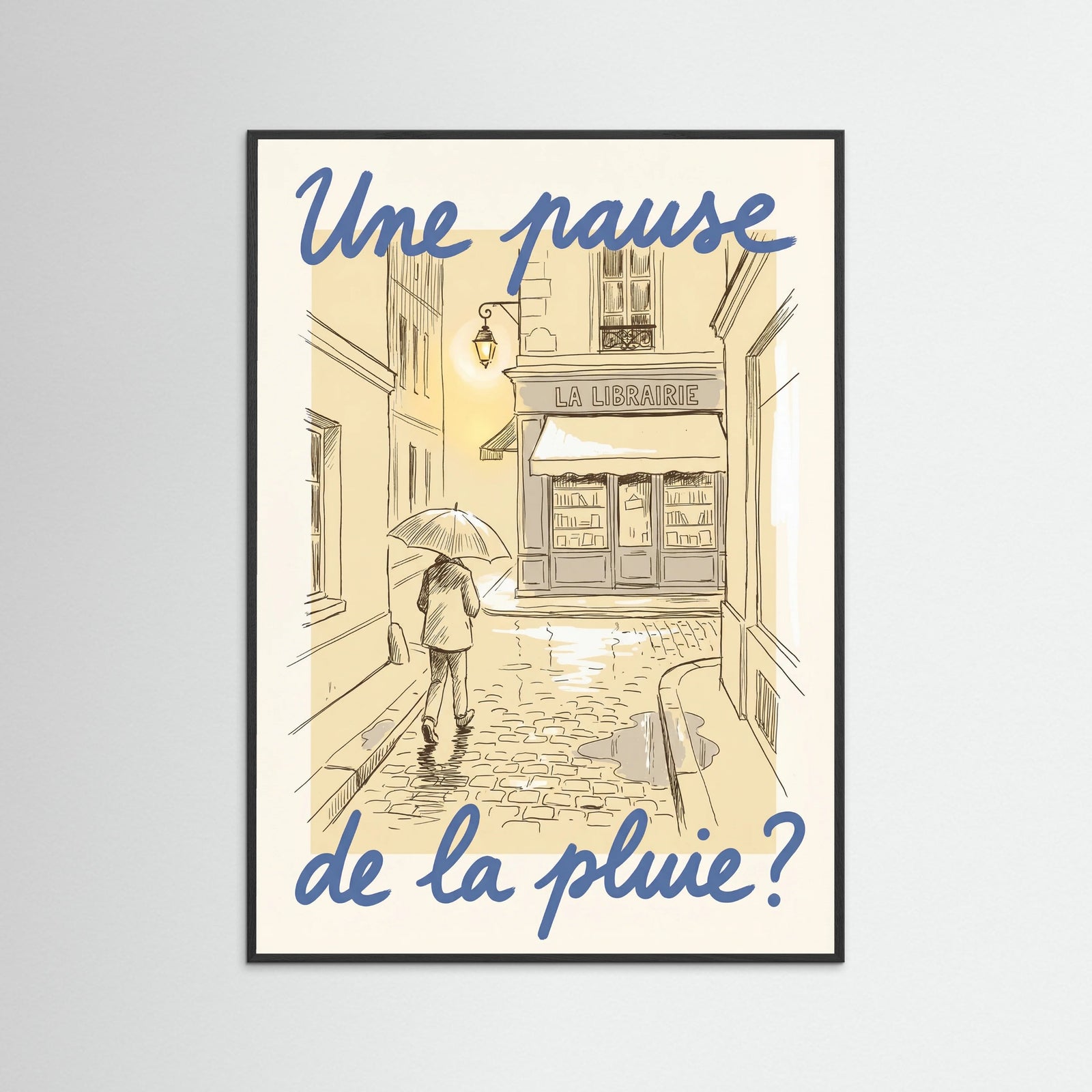 Black Wood Parisian Rainy Invitation