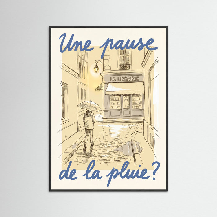 Black Wood Parisian Rainy Invitation