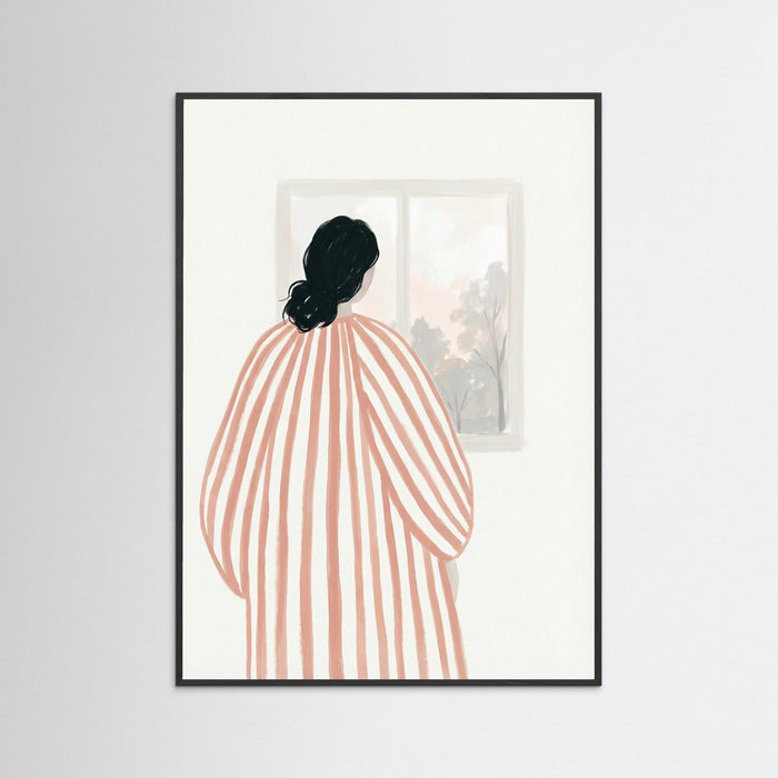 Black Wood Pensive Striped Figure