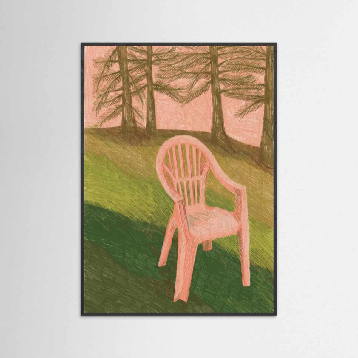 Black Wood Pink Lawn Chair