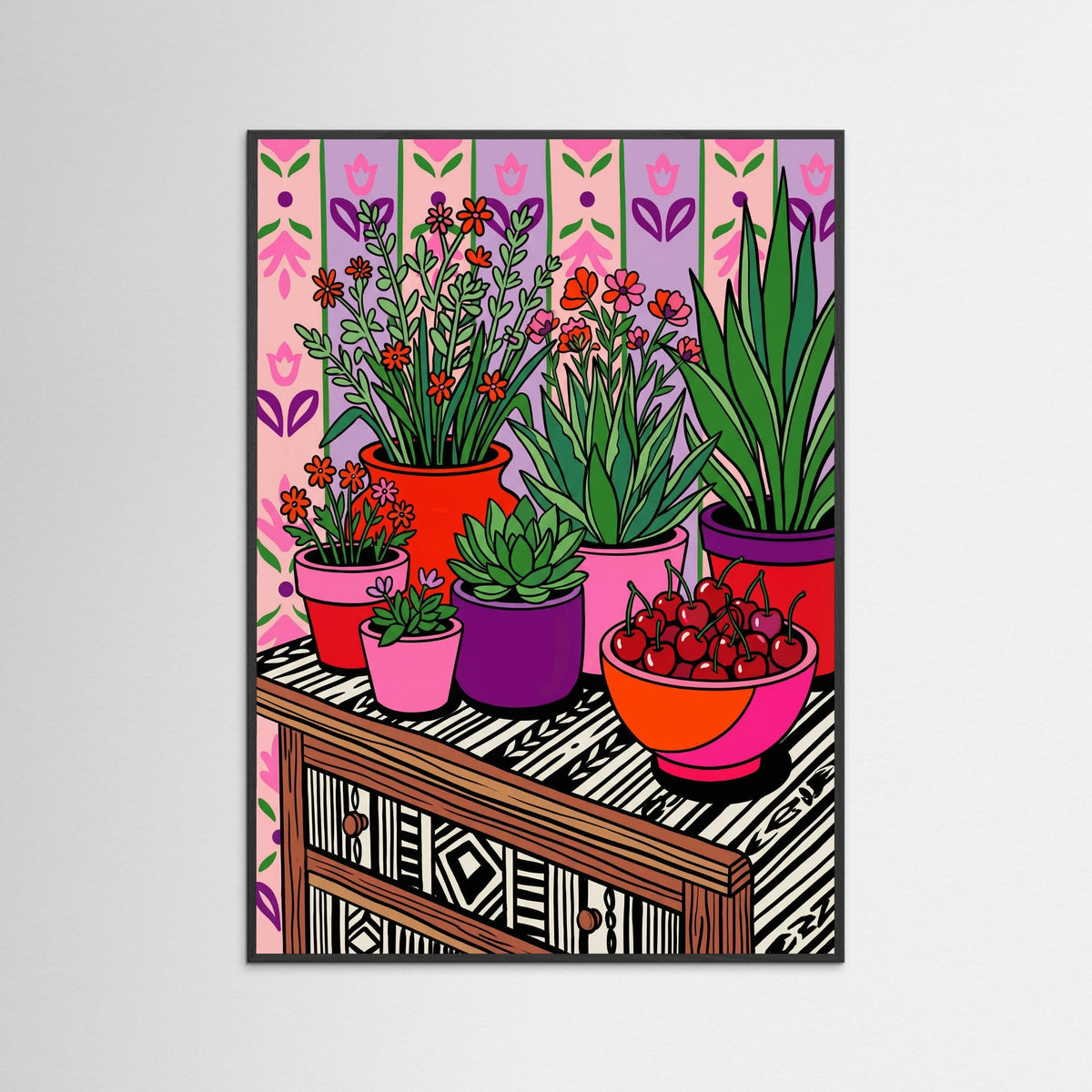 Black Wood Pink Still Life