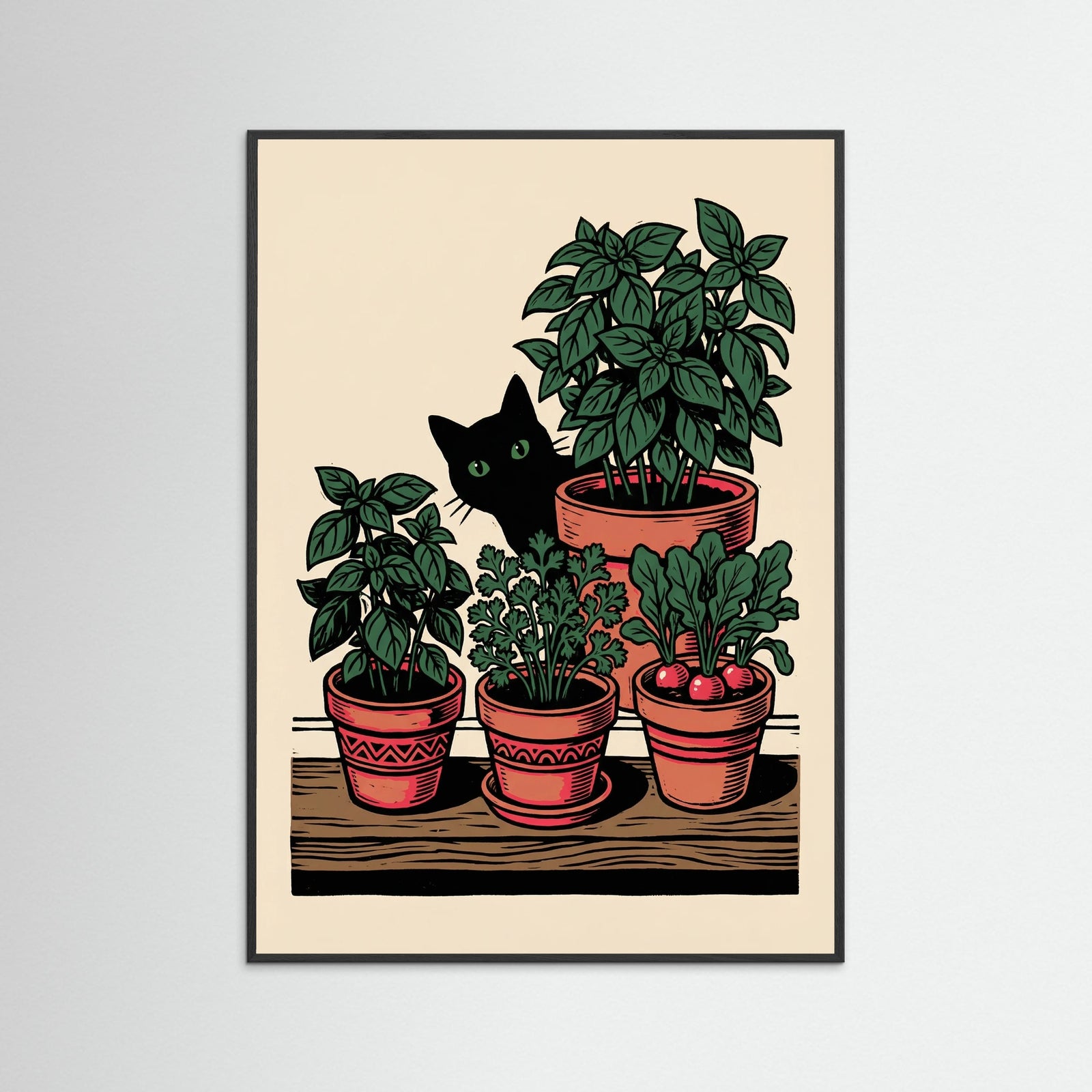 Black Wood Potted Garden Bloom