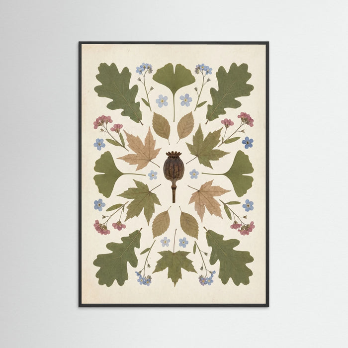Black Wood Pressed Garden Blooms
