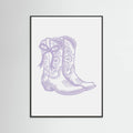 Purple Cowgirl Boots with Bow Poster – plakat og kunsttryk