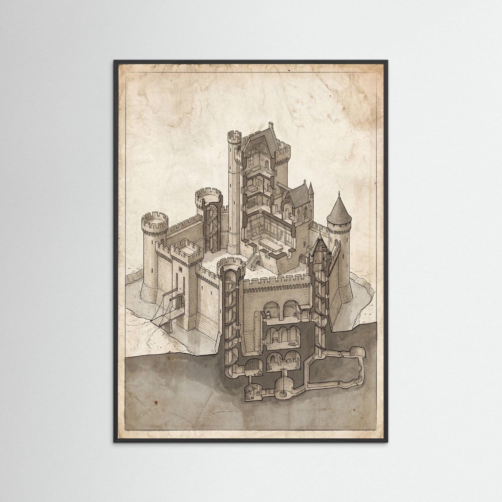 Black Wood Pyramid Interior Blueprint