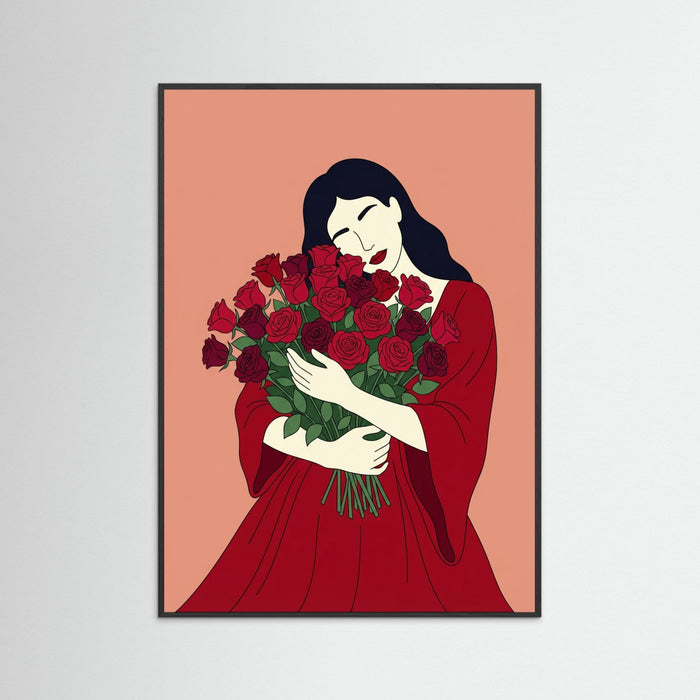 Black Wood Rose Embrace