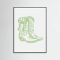 Sage Green Cowgirl Boots with Bow Poster – Poster und Kunstdruck