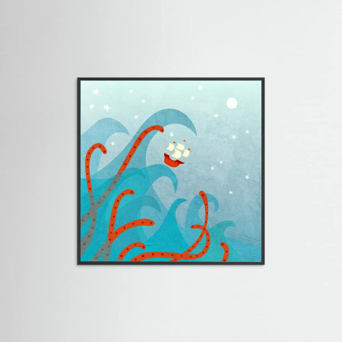 Sailing Boat and Sea Monster Poster – Poster und Kunstdruck