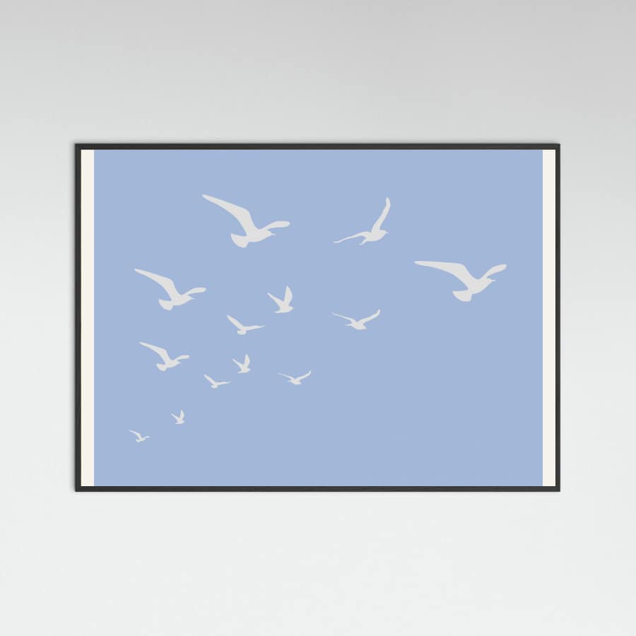 Seagulls Blue Background Poster – plakat og kunsttryk