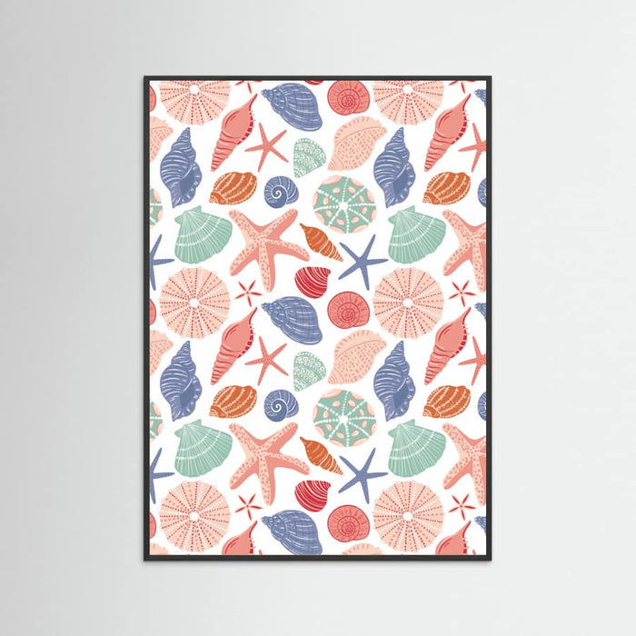 Seashells and Starfish - White Poster – poster and art print
