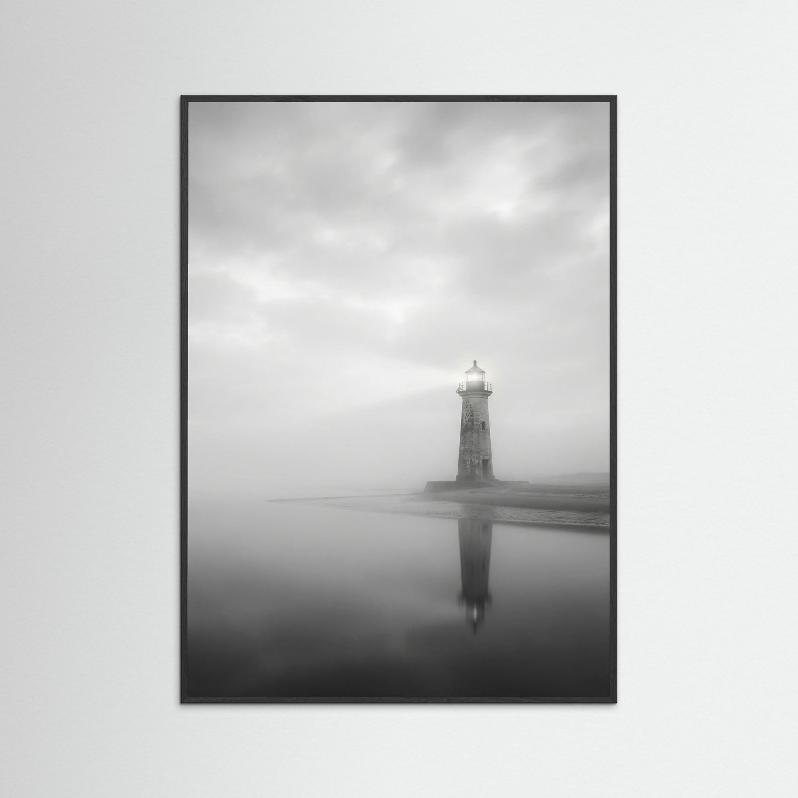 Black Wood Serene Reflection