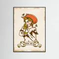 Black Wood Sippin On Sin Cute & Sassy Cowgirl Art Poster