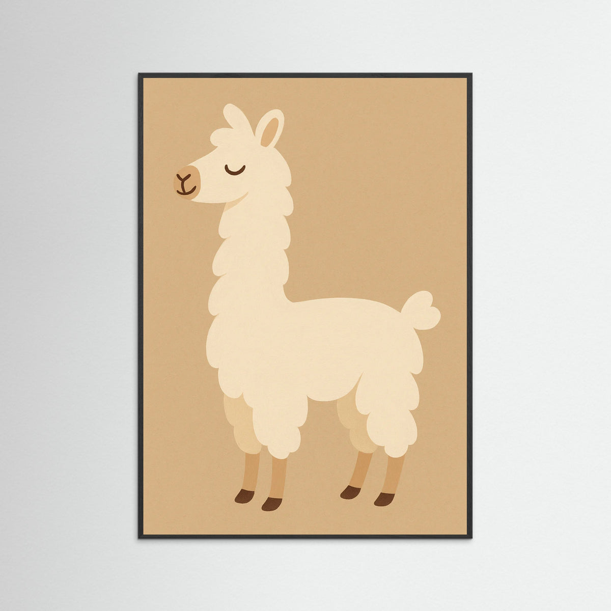 Black Wood Sleeping Llama