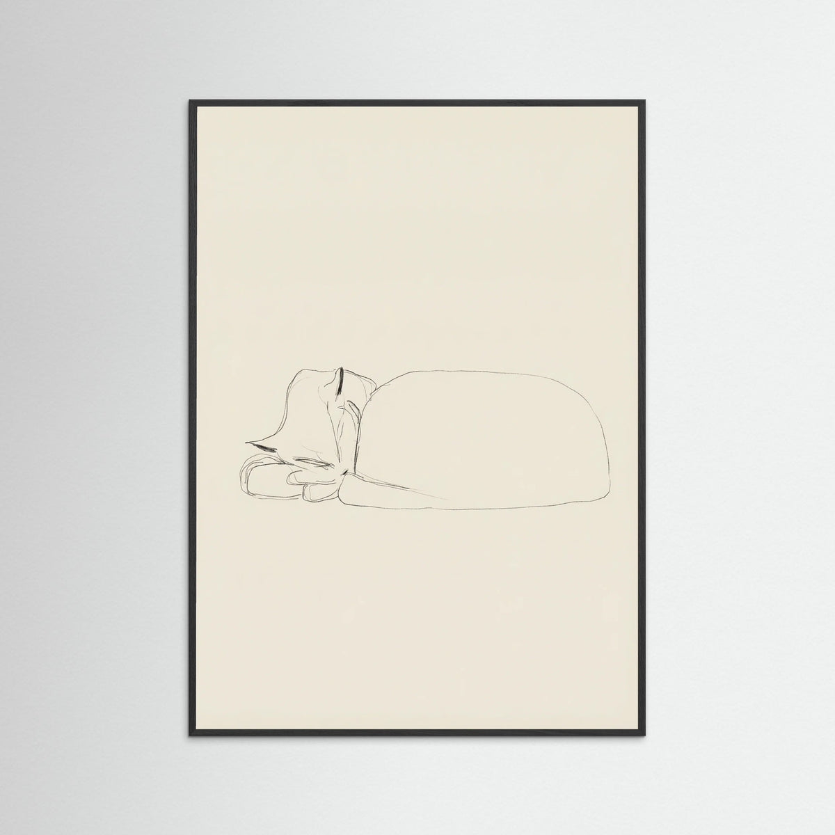 Black Wood Slumbering Feline Grace