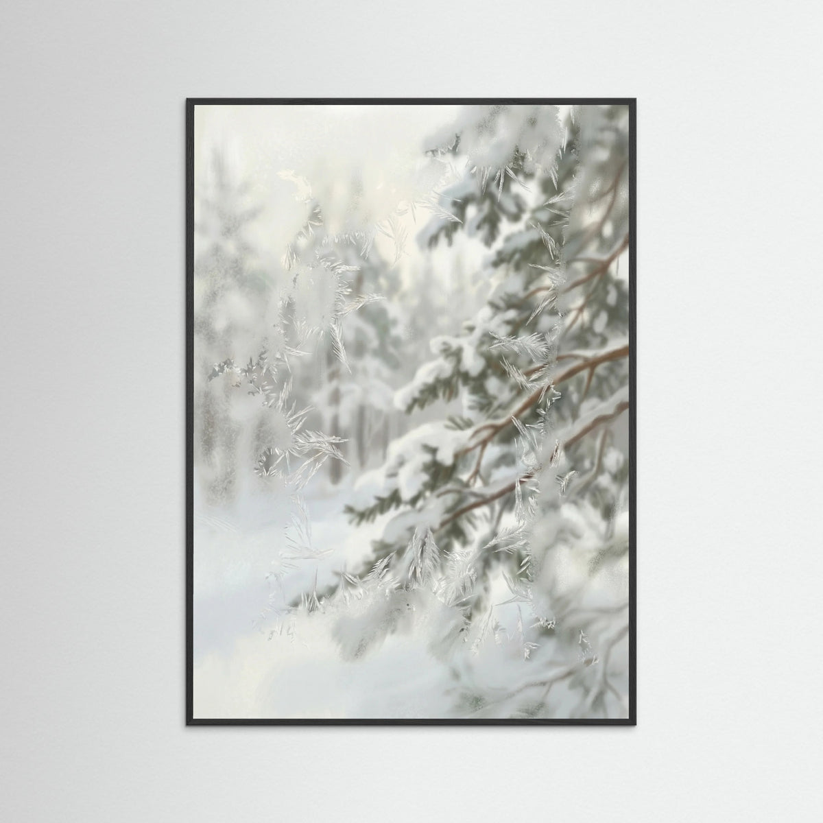 Black Wood Snowy Pinecones