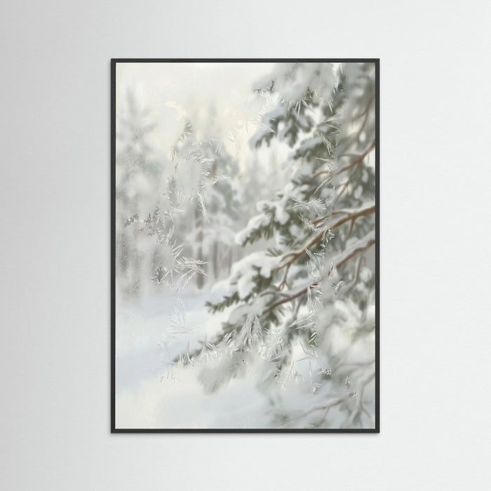 Black Wood Snowy Pinecones
