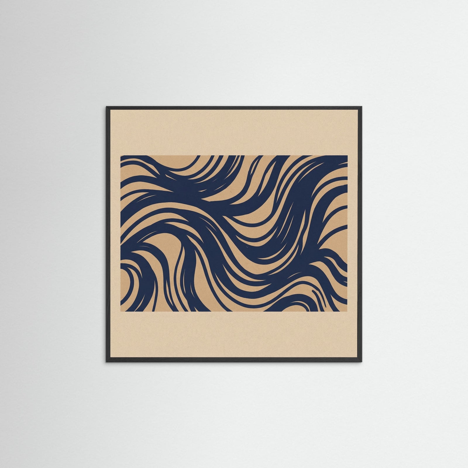 Black Wood Square Abstract Currents