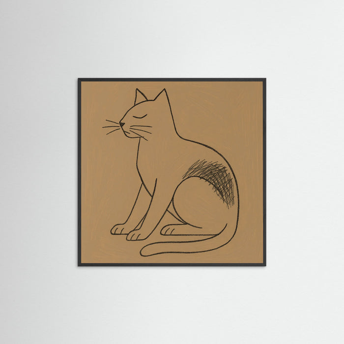 Black Wood Square Abstract Line Portrait
