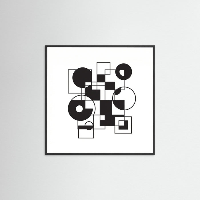 Black Wood Square Art Print Beige
