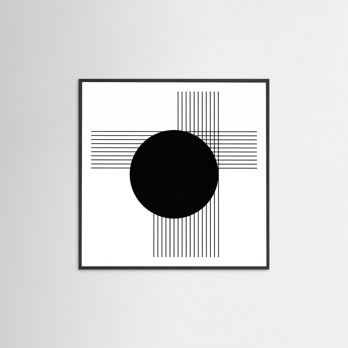 Black Wood Square Art Print Beige