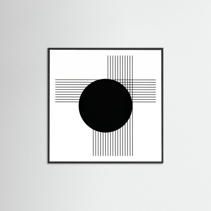 Black Wood Square Art Print Beige
