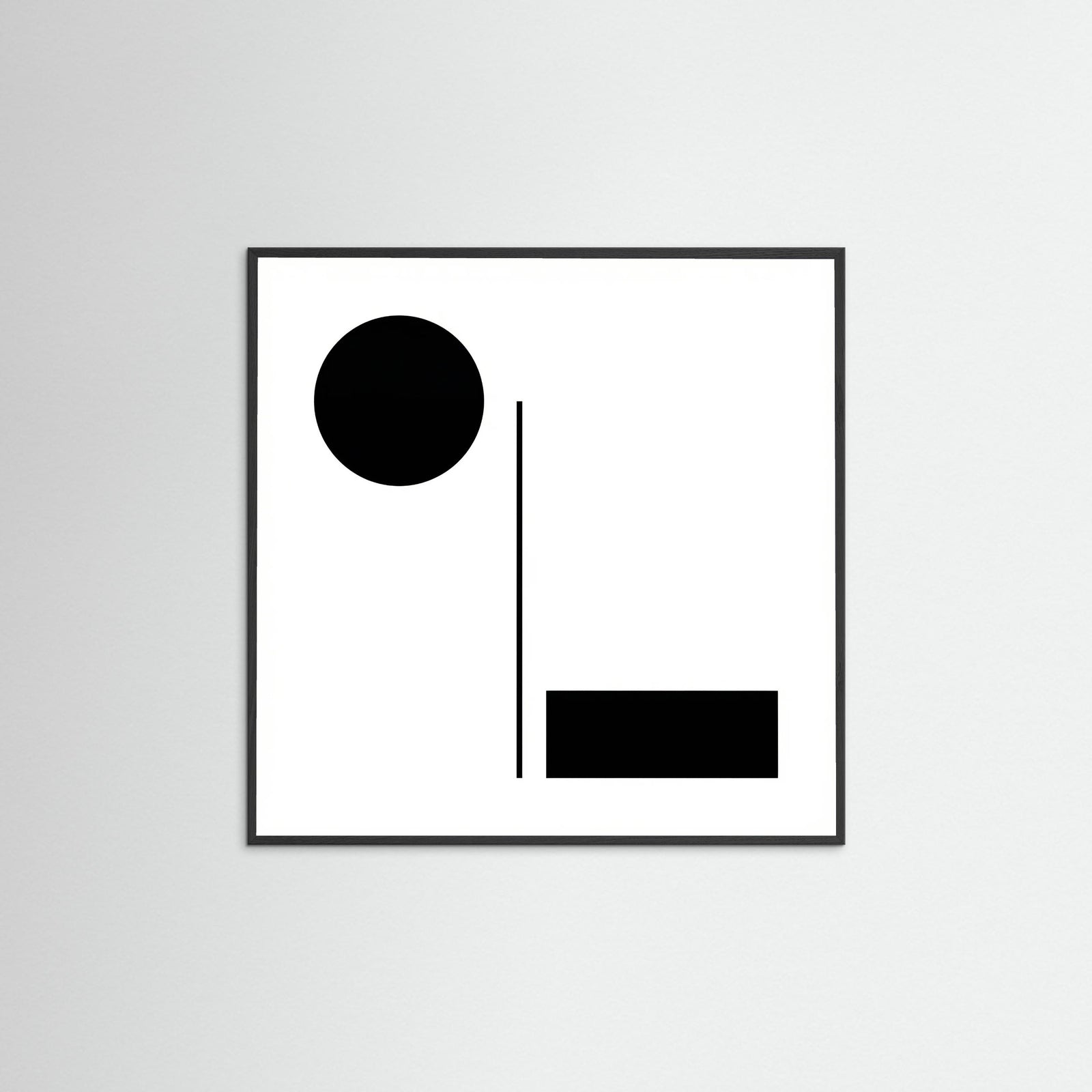 Black Wood Square Art Print Beige