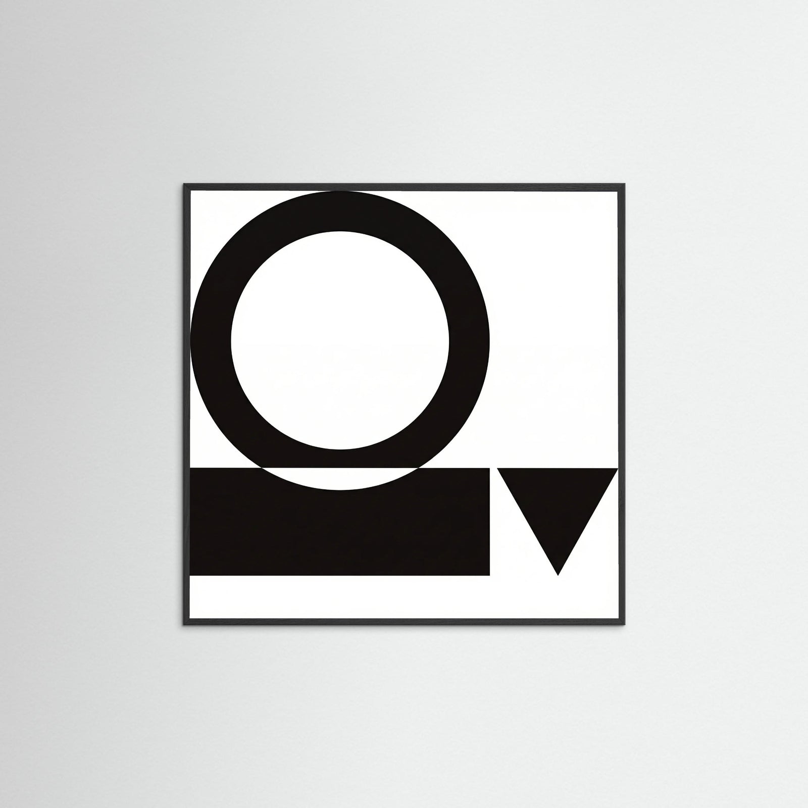 Black Wood Square Art Print Beige