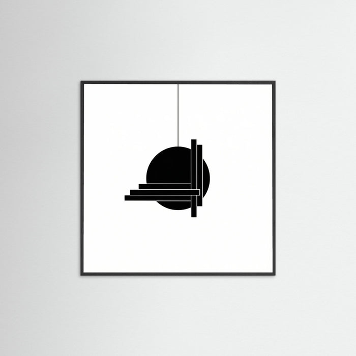 Black Wood Square Art Print Beige