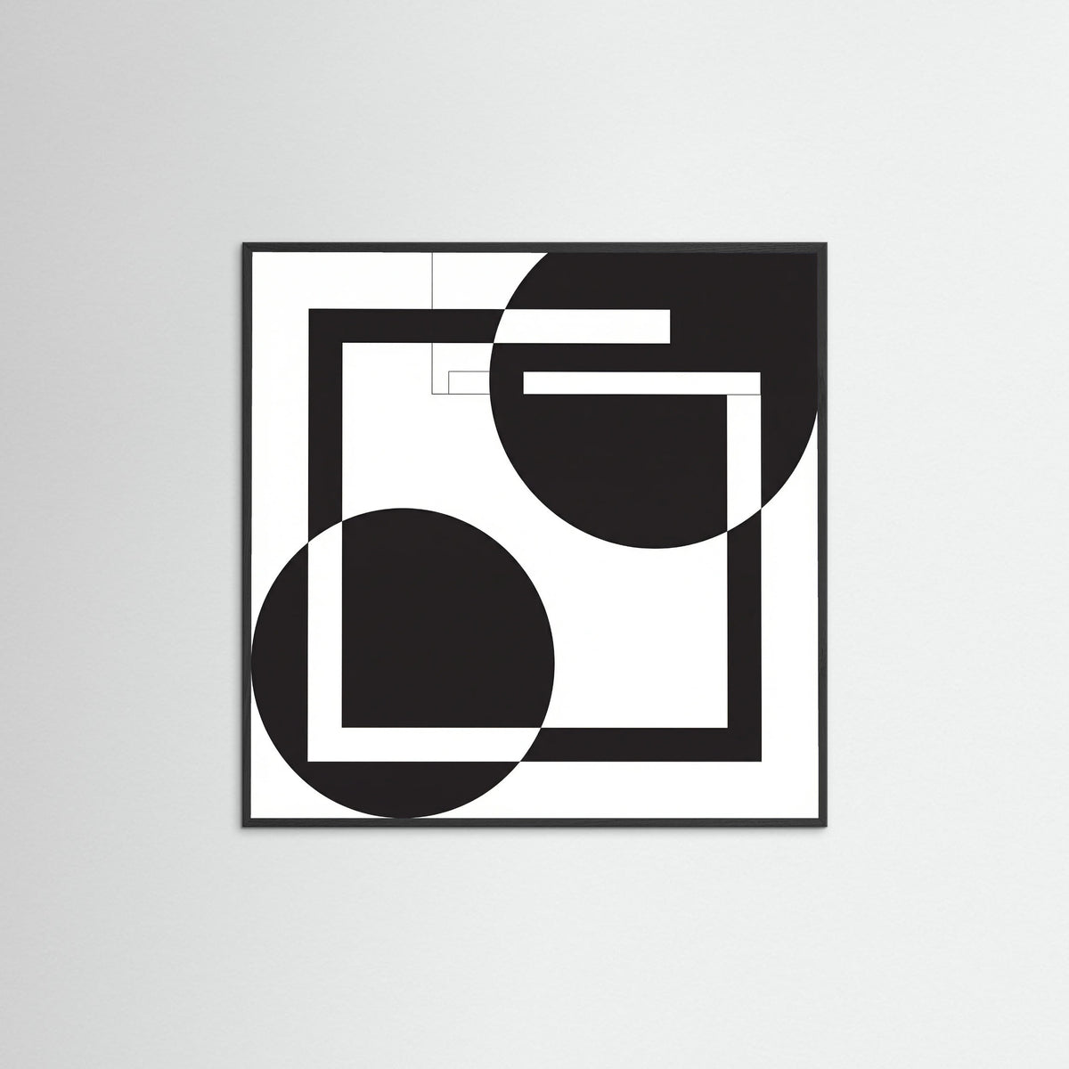 Black Wood Square Art Print Beige