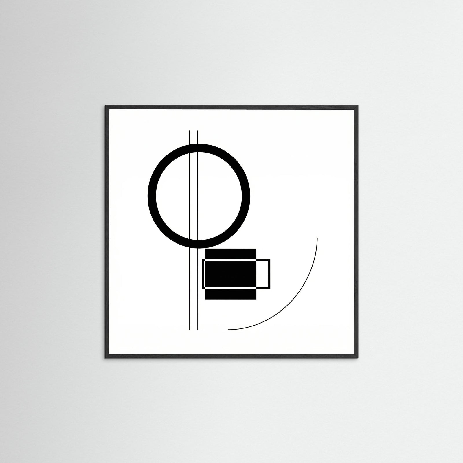 Black Wood Square Art Print Beige