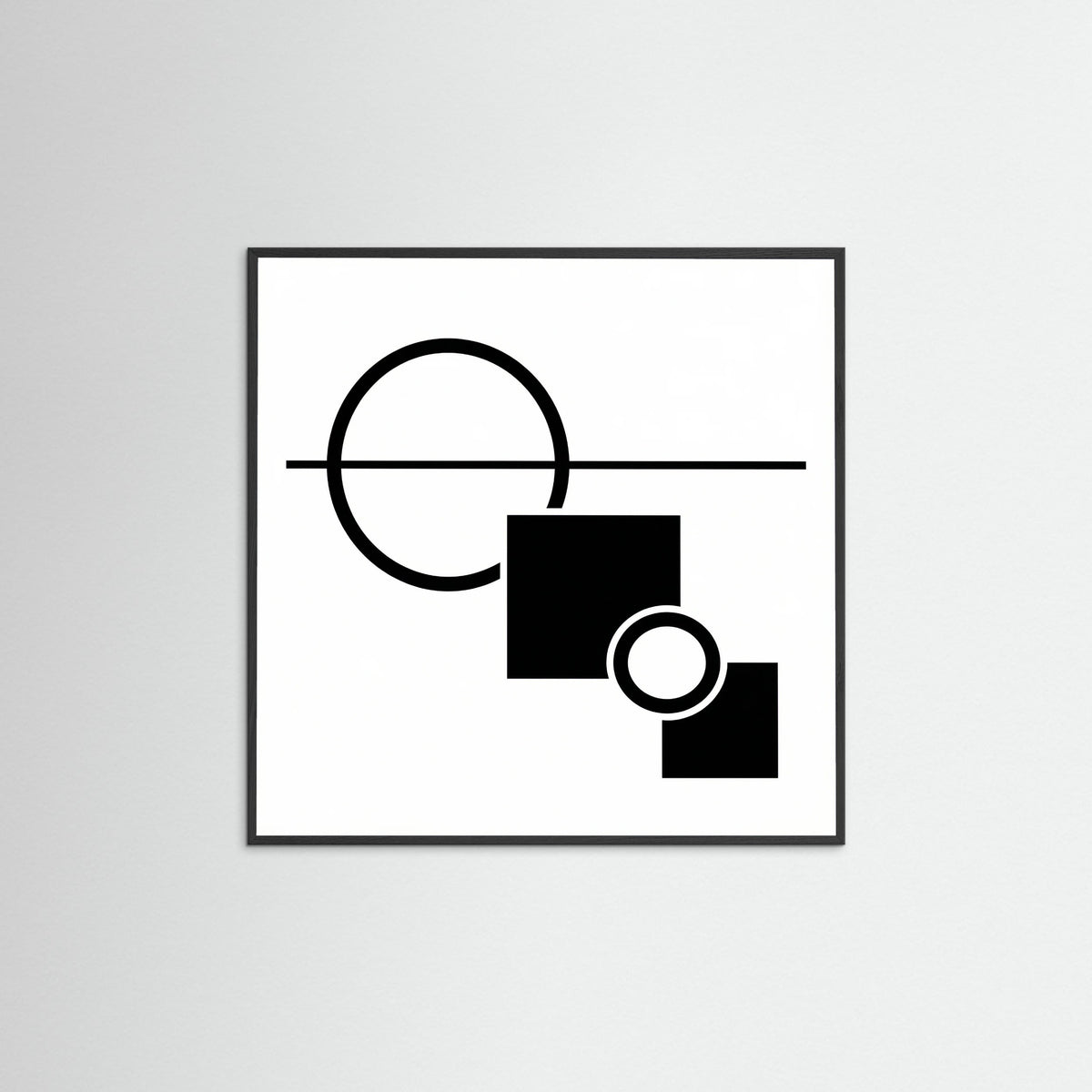 Black Wood Square Art Print Beige