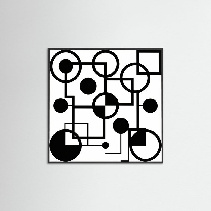 Black Wood Square Art Print Beige