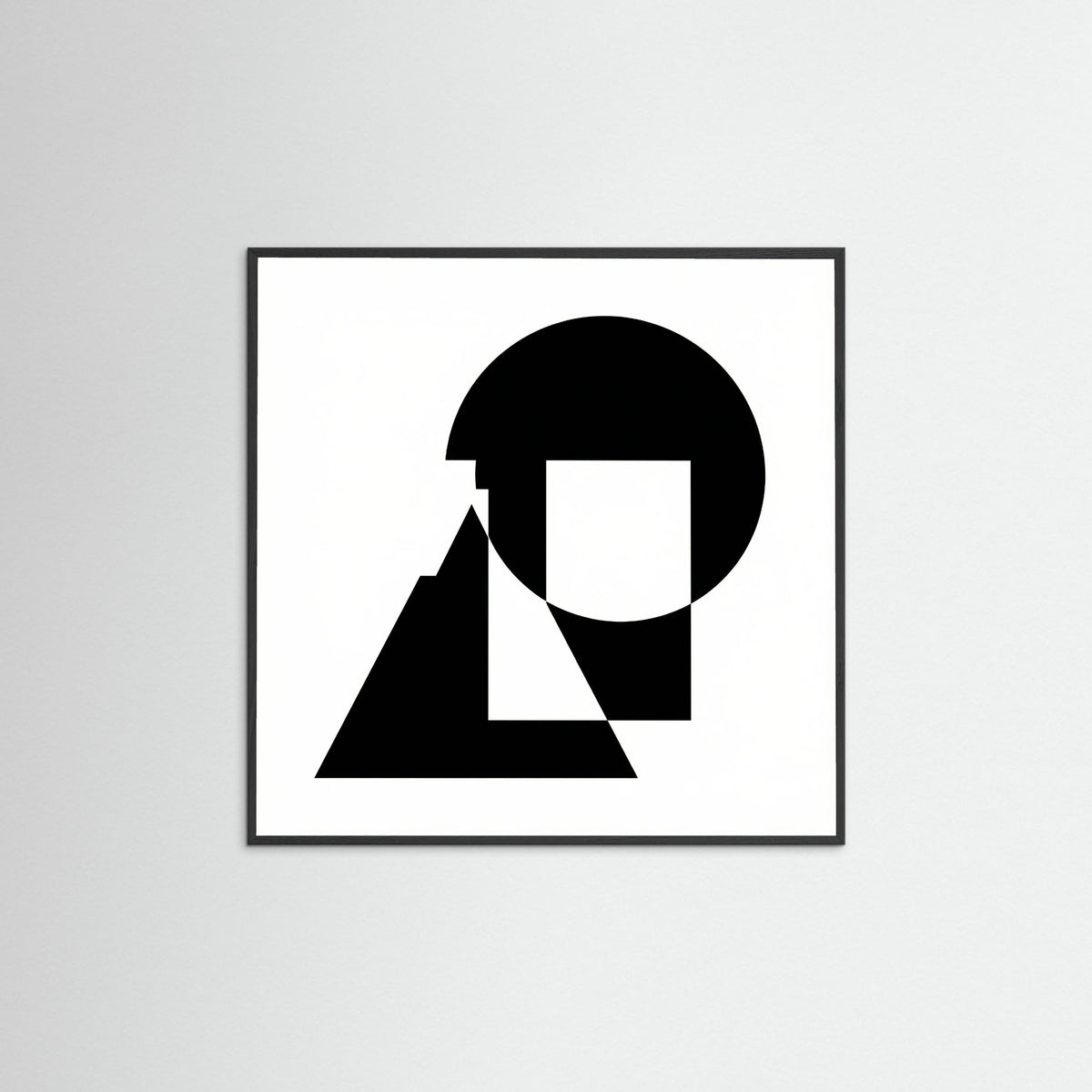 Black Wood Square Art Print Beige