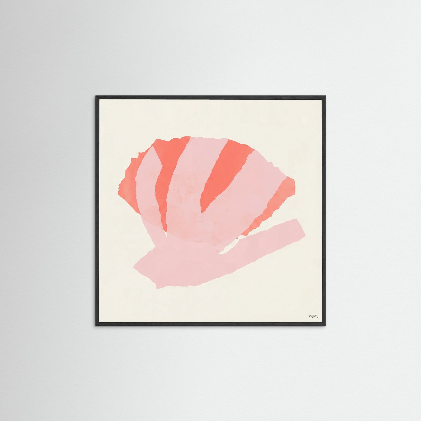 Black Wood Square Coral Bloom