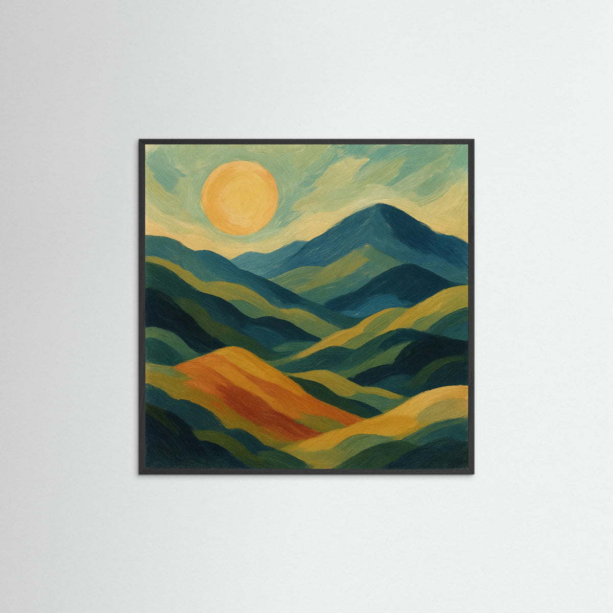 Black Wood Square Floral Brushstrokes