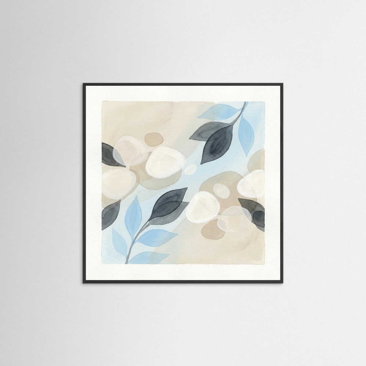 Black Wood Square Floral Drifts